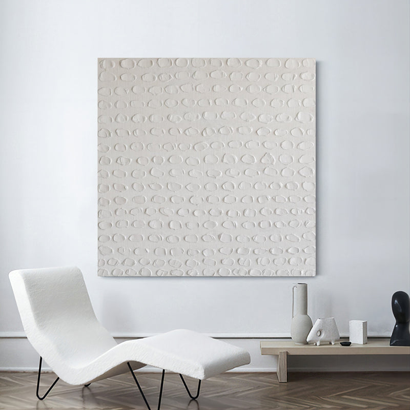 White 3D Minimalist Abstract Art White 3D Textured Abstract Painting White Plaster Abstract Wall Art