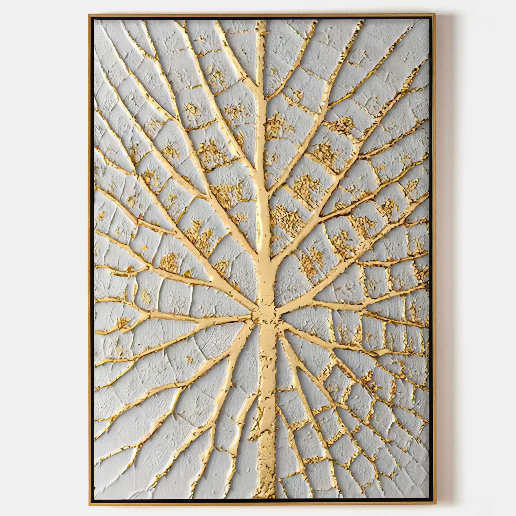 Gold and White 3D Abstract Art Gold and White Textured Acrylic Canvas Painting Luxury Home Wall Decor