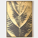 Golden Leaf 3D Textured Canvas Art Golden Acrylic Painting Luxury Home wall Hanging Painting