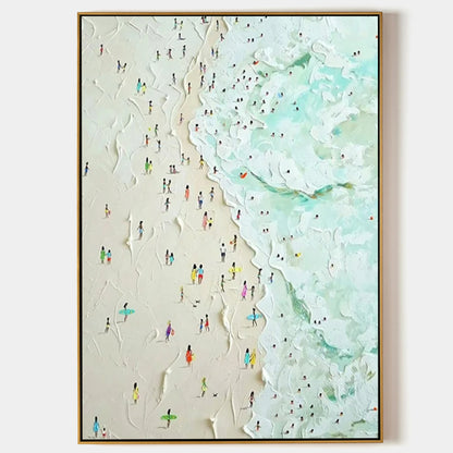 Seaside Beach 3D Landscape Painting Seaside Beach Texture Wall Art 3D Plaster Art Beach Oil Painting
