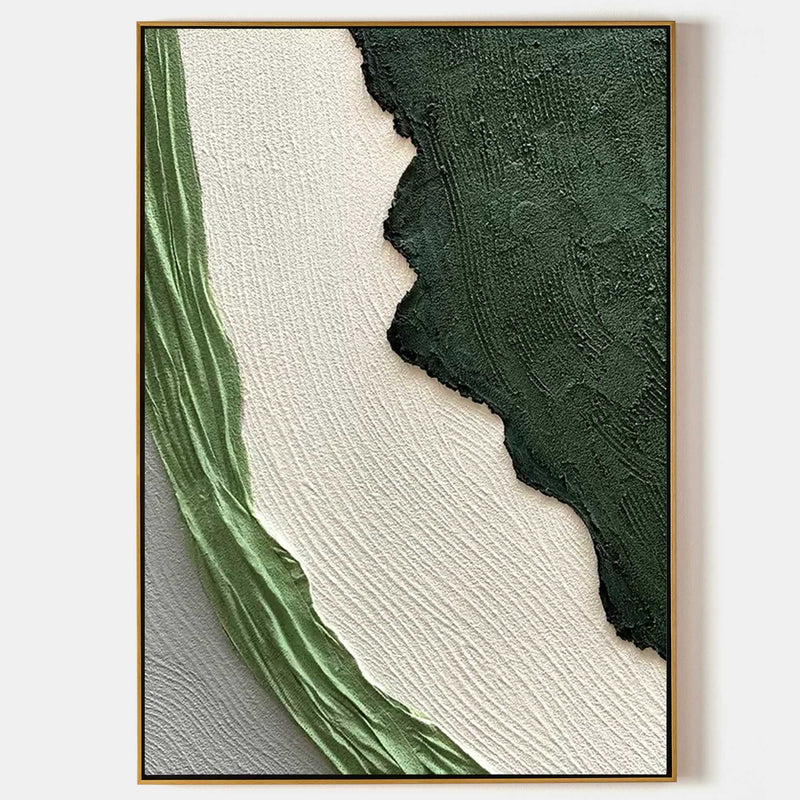 Green Plaster Abstract Art 3D Green Minimalist Abstract Canvas Art