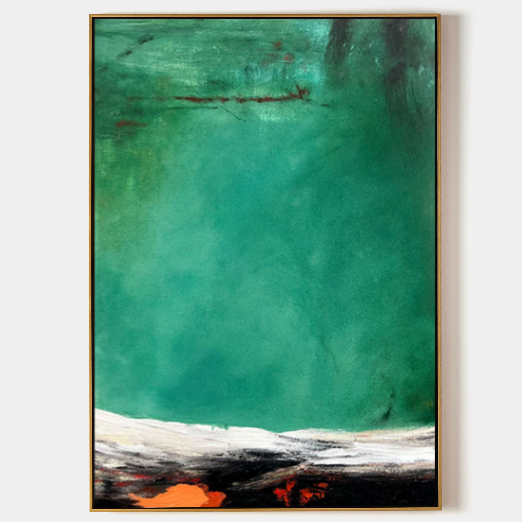 Green 3D Minimalist Abstract Painting Green 3D Textured Canvas Art Wabi-Sabi Wall Art Green Painting