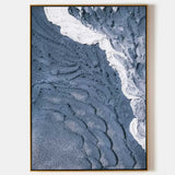 Large Blue 3D Sea Texture Painting Textured Wall Art Plaster Wall Art Mixed Media Canvas Art