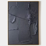 Black 3D Textured Abstract Painting Black Minimalist Abstract canvas Art 3D Plaster Abstract Art