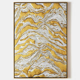 Gold and White Abstract Oil Painting Gold 3D Textured Acrylic Canvas Art Luxury House Decoration Painting