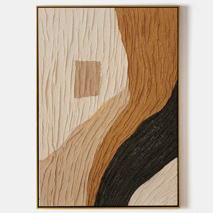 3D Plaster Art Brown 3d Textured Abstract Painting 3D Minimalism Abstract Art Plaster Wall Art