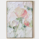 White Flower 3D Textured Acrylic Painting White Flower Plaster Art Contemporary Flower Wall Art