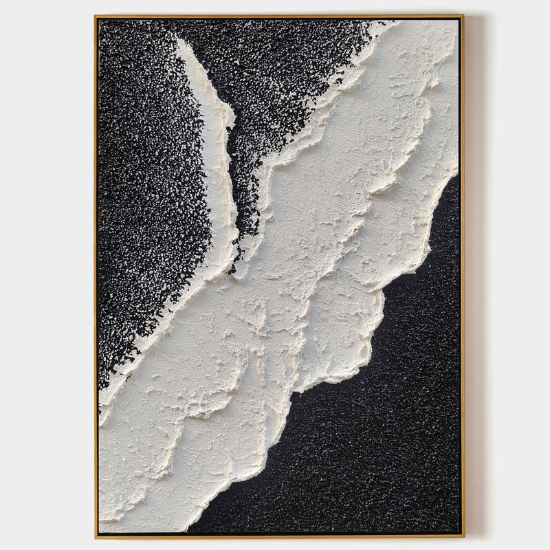 White 3D Ocean Waves Painting On Canvas Textured Wall Art Plaster Wall Art Home Wall Decor Painting