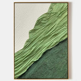 Green Abstract Art on Canvas Green Minimalist Abstract Painting 3D Plaster Art Textured Wall Art
