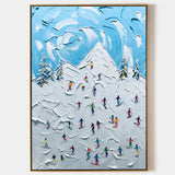 Skier Painting Snow Mountain Skier 3D Landscape Painting Snow Landscape Painting 3D Plaster Art