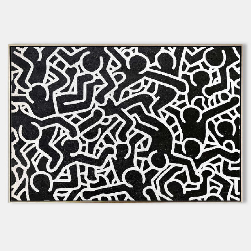 Keith Haring Artwork Abstract Figure Painting Minimalist Dancing People