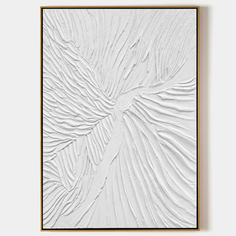 Large White 3D Textured abstract Painting White Minimalist abstract Art White Plaster abstract Art