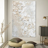 Large Beige 3D Abstract Painting Textured Wall Art Plaster Art On Canvas Knife Acrylic Painting