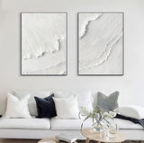 Large White 3D Abstract Painting Plaster Wall Art 3D Textured Wall Painting Minimalist Art Set of 2