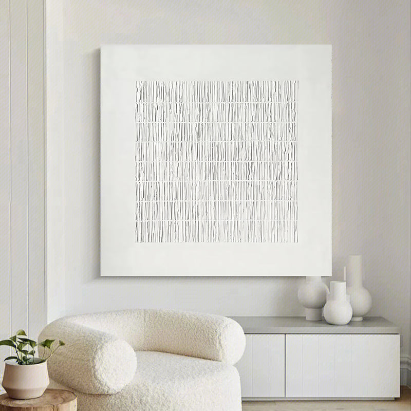 White 3D Plaster Wall Art Wabi-Sabi Wall Art White 3D Minimalism texture Abstract Painting