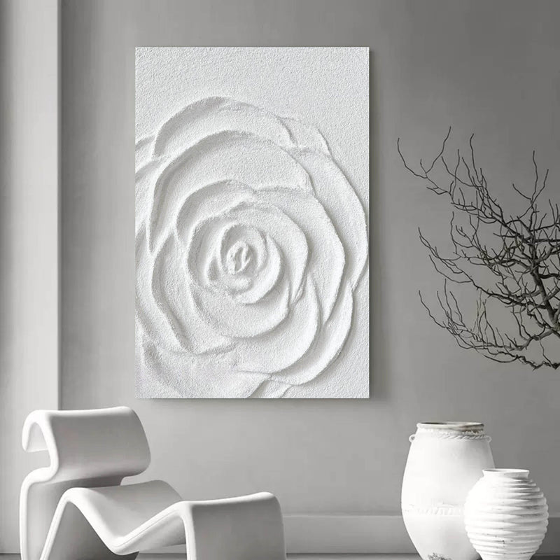 White Flower Plaster Art 3D Plaster Art Plaster Wall Art Plaster Painting On Canvas For Sale