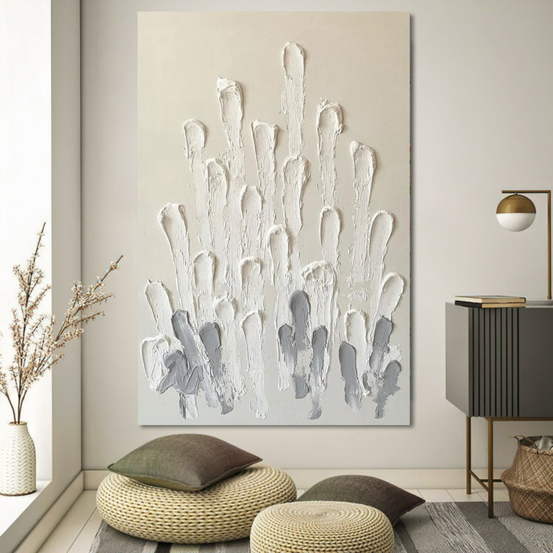 Large Beige 3D Abstract Art On Canvas Textured Acrylic Painting Plaster Wall Art minimalist painting