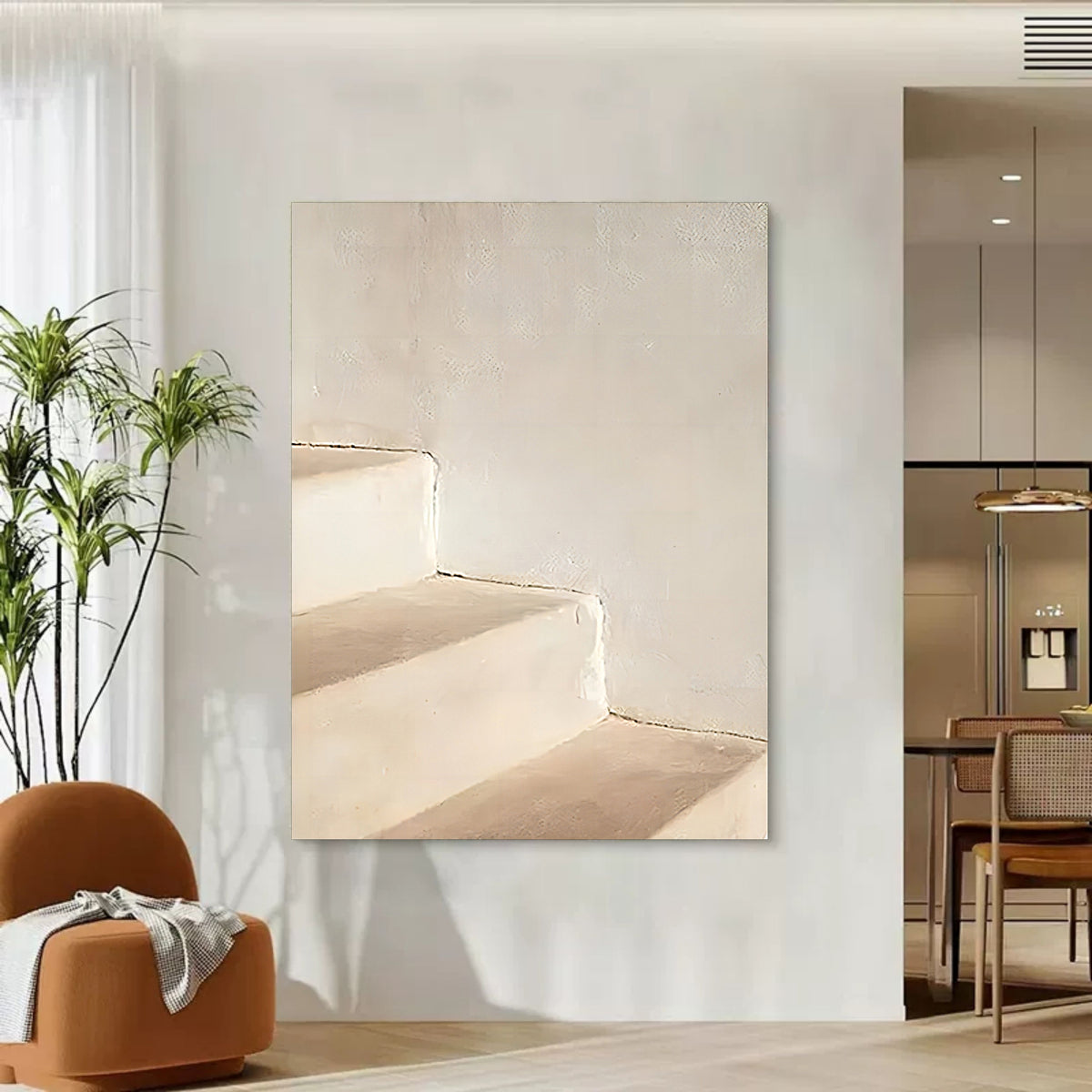 Large beige 3D Abstract Art Wabi-Sabi Wall Art Beige Minimalist Canvas ...