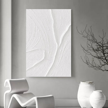 Large White 3D Abstract Art Textured Wall Art Plaster Wall Art Minimalist Art knife Painting on sale