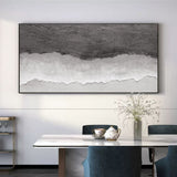 Oversized Horizontal Gray 3D Abstract Canvas Art WabiSabi Wall Art Textured Wall decoration Painting