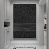 Large black 3d textured painting Black 3d minimalist abstract art Black abstract wall art 3D plaster art