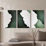 Large Green 3D Abstract Art Set of 3 Textured Wall Art Set of 2 Green Minimalist Painting Set of 2