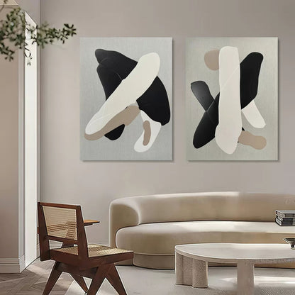 Beige 3D Abstract Art on Canvas Wabi-Sabi Wall Art Textured Wall Art Minimalist Painting Set of 2