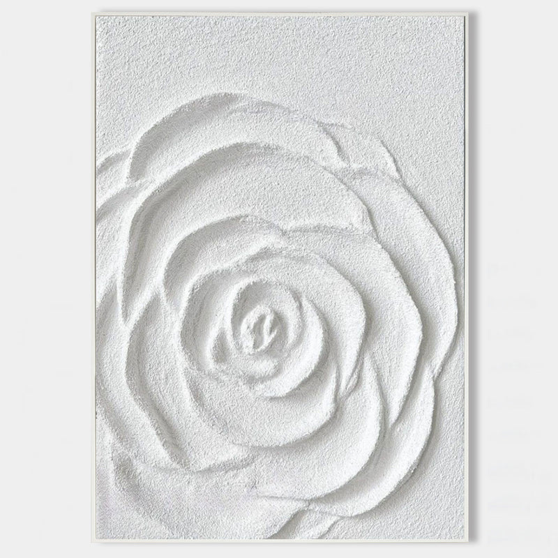 White Flower Plaster Art 3D Plaster Art Plaster Wall Art Plaster Painting On Canvas For Sale