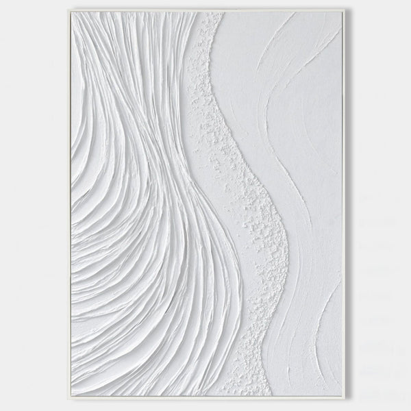 Large White 3D Abstract Art Textured Wall Art Plaster Wall Art Minimalist Art Wall Decor Painting