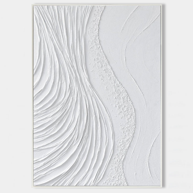 Large White 3D Abstract Art Textured Wall Art Plaster Wall Art Minimalist Art Wall Decor Painting