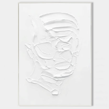 BIG White 3D Abstract Art 3D Plaster Art On Canvas White Textured Wall Art White Minimalist Painting