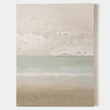 Abstract Cloud and Sea Landscape Painting Wabi Sabi Mural Minimalist Canvas Art Living Room Painting