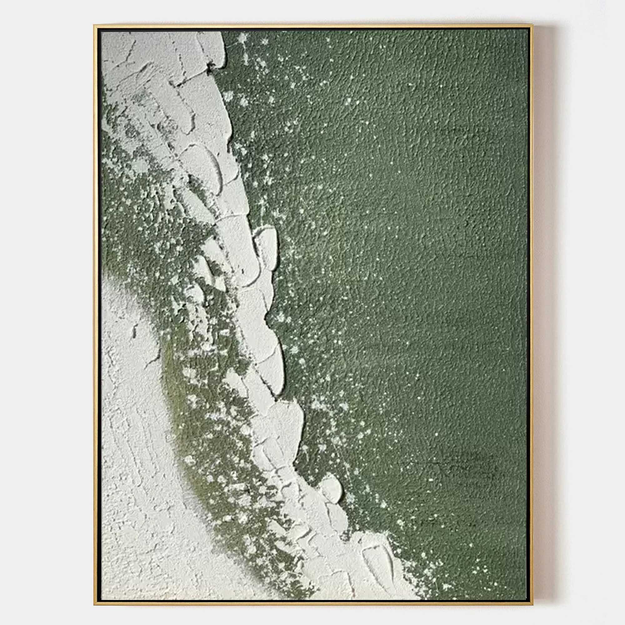Large 3D Green Minimalist Abstract Paintings Large 3D Green Textured Wall Art Wabi-Sabi Artwork