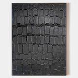 Large Black 3D Abstract Art Textured Wall Art Plaster Wall Art Minimalist Art Wall Decor Paintings