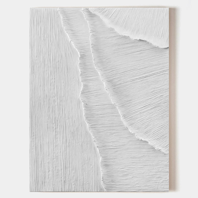 Large White 3D Abstract Painting Plaster Wall Art Textured Wall Painting Minimalist Canvas Art