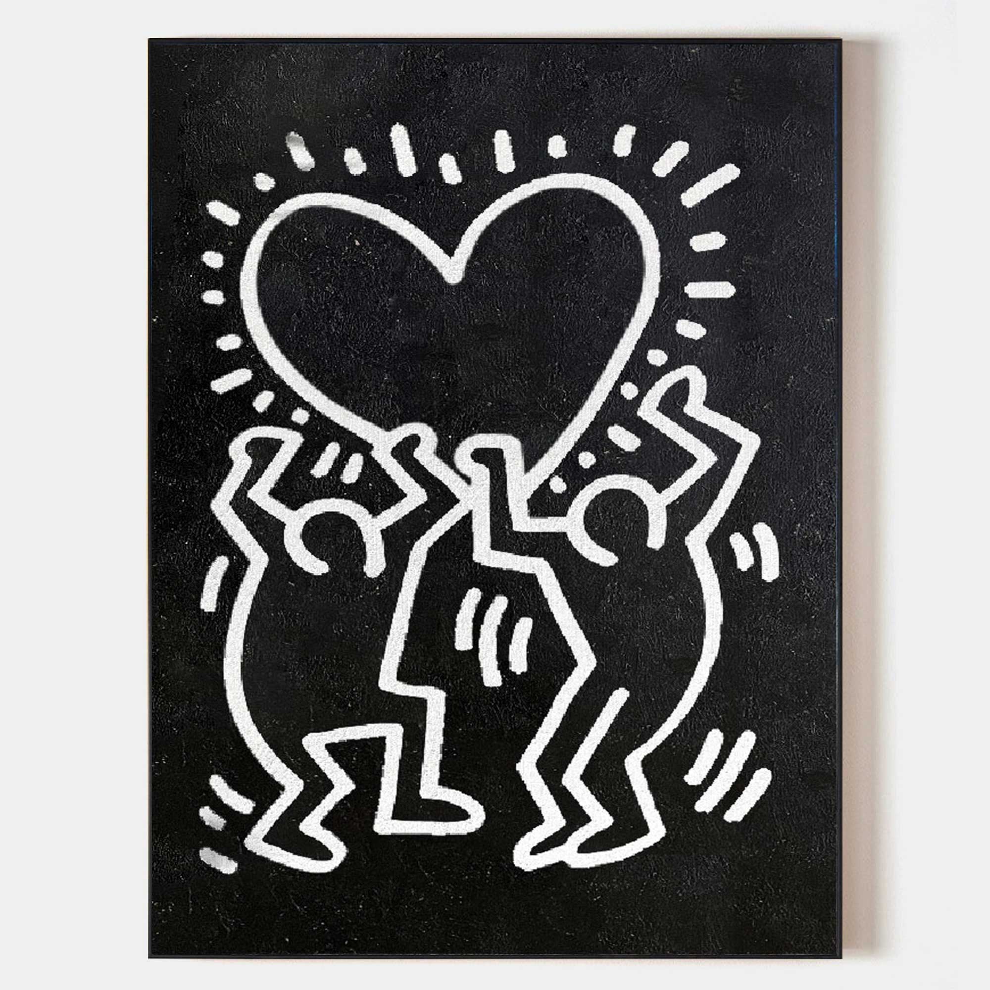 Large Keith Haring Heart Art Large Keith Haring 3D Texture Wall Painting Keith Haring Love Pop Art