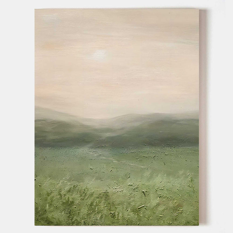 Large Green Landscape Oil Painting Large Green Landscape Textured Canvas Art Wabi-Sabi Art