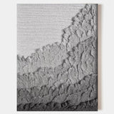 Large Gray 3D Abstract Canvas Painting 3D Plaster Art Wabi-Sabi Wall Art Gray Heavy Acrylic Painting