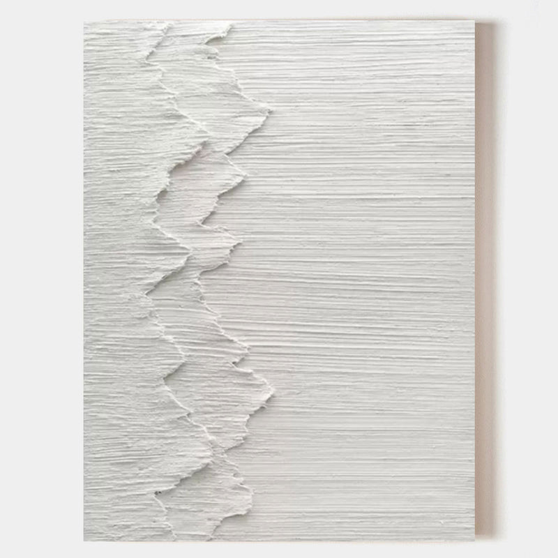 Large White 3D Plaster Abstract Art Textured Wall Art Minimalist Art Living Room Wall Painting