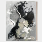 Large Gray 3D Abstract Art Plaster Wall Art WabiSabi Wall Art textured Acrylic Painting On Canvas 