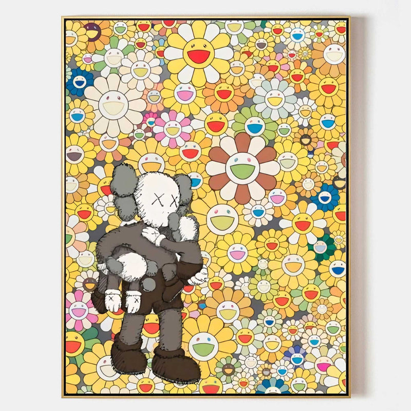 Colorful Kaws painting Colorful Kaws pop art Colorful Kaws 3D Texture Wall Painting Kaws Canvas Art