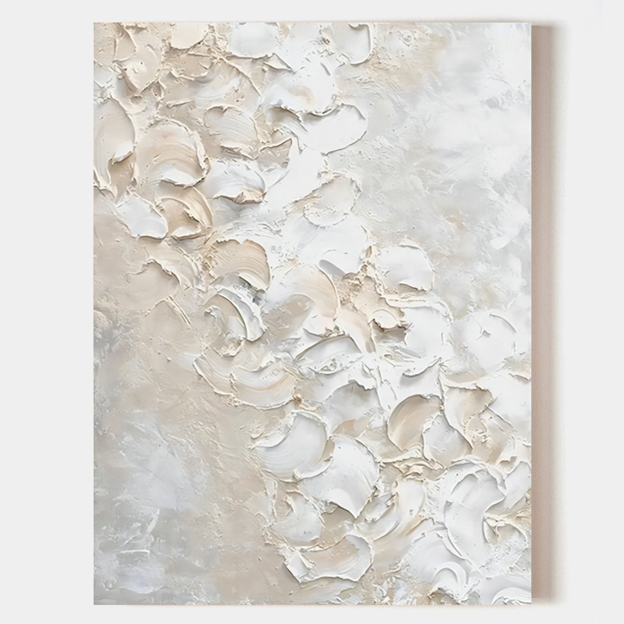 Large Beige 3D Abstract Painting Textured Wall Art Plaster Art On Canvas Knife Acrylic Painting