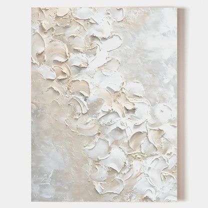Large Beige 3D Abstract Painting Textured Wall Art Plaster Art On Canvas Knife Acrylic Painting