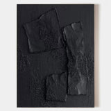 Large Black 3D Abstract Art Wabi-Sabi Wall Art Textured Wall Art Minimalist Canvas Paintings
