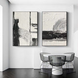 Black and White Abstract Canvas Art Set of 2 Black and White Oil Painting Textured Wall Art Set of 2 Modern Abstract Art