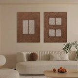 Brown 3D Abstract Art on Canvas WabiSabi Wall Art Textured Wall Art Minimalist Painting Set of 2