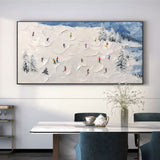 Original Ski Sport Painting on Canvas Custom Painting Plaster Wall Art Personalized Gift Skier on Snowy Mountain Art White Snow Skiing Art