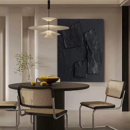 Large Black 3D Abstract Art Wabi-Sabi Wall Art Textured Wall Art Minimalist Canvas Paintings