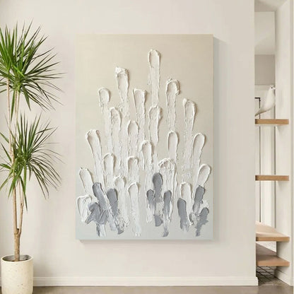 Large Beige 3D Abstract Art On Canvas Textured Acrylic Painting Plaster Wall Art minimalist painting