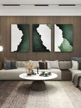 Large Green 3D Abstract Art Set of 3 Textured Wall Art Set of 2 Green Minimalist Painting Set of 2